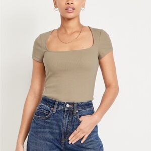 Women's Tan Square Neck Top